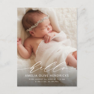 Modern Script Birth Announcement Postcard