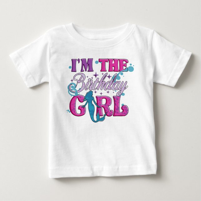 Modern Script Birthday Baby Girl  Baby T-Shirt (Front)