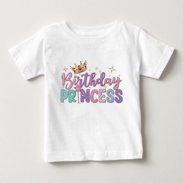Modern Script Birthday princess Baby Baby T-Shirt (Front)