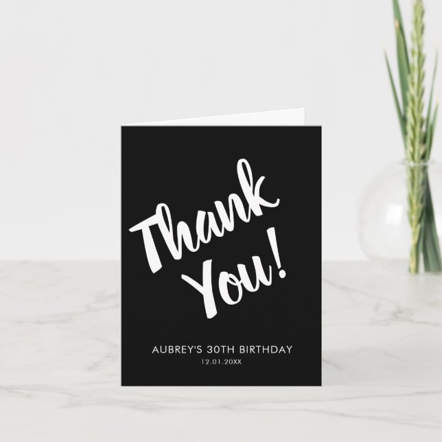 Modern Script Birthday Thank You Card (Front)