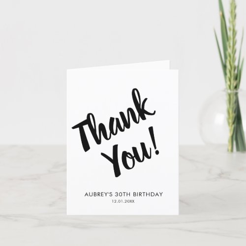 Modern Script Birthday Thank You Card