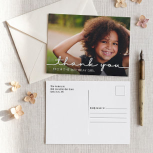 Modern Script Birthday Thank You Photo Postcard