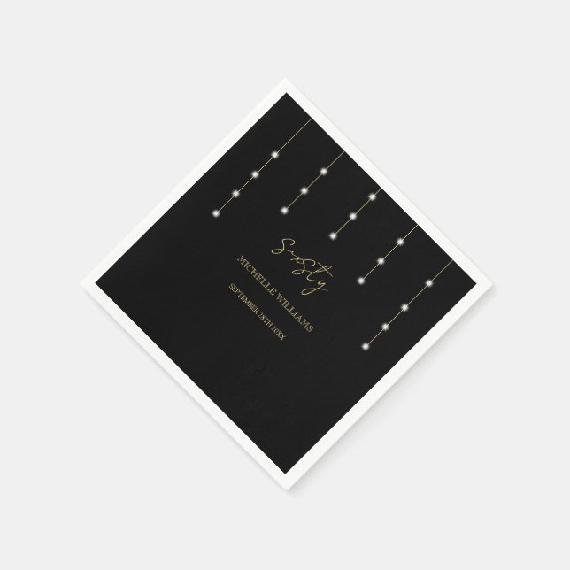 Modern Script Black And Gold Party Napkins (Corner)