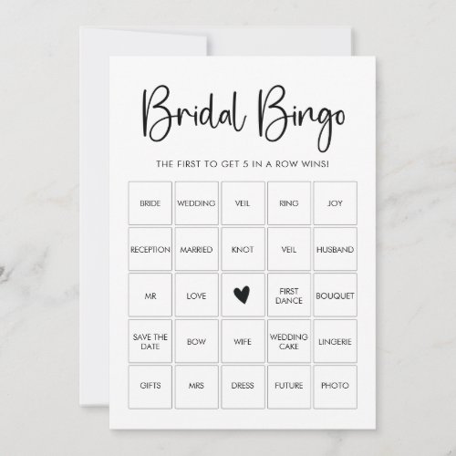 Modern Script Black and White Bingo Game Card