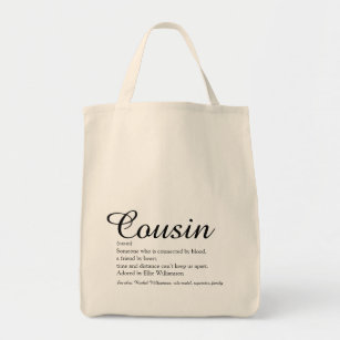 Modern Script Black and White Cousin Definition Tote Bag