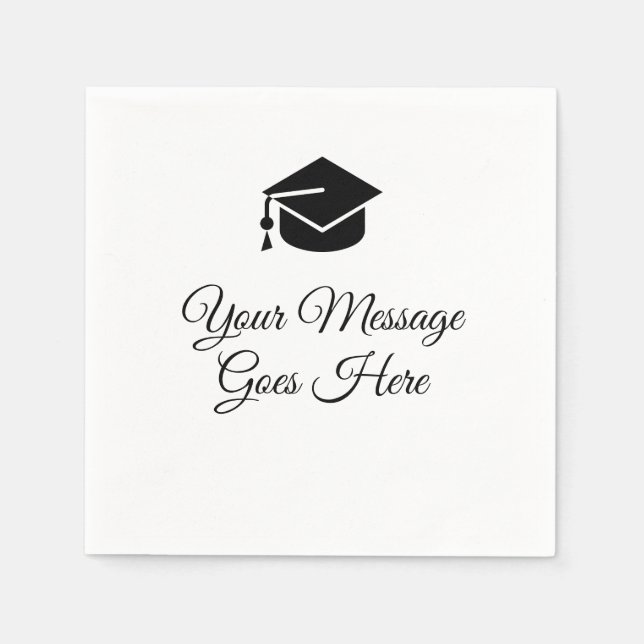 Modern Script Black and White Graduation Party  Napkins (Front)
