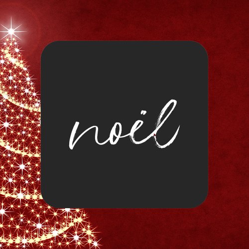 Modern Script Black and White Noel Christmas Square Sticker