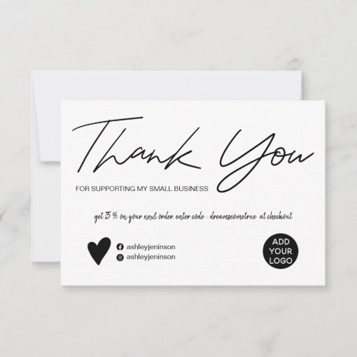 Modern script black and white order thank you | Zazzle