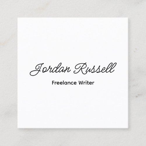 Modern Script Black and White  Square Business Card