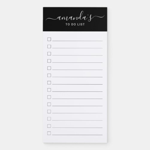 Modern Script Black and White To Do List Magnetic  Magnetic Notepad