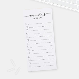 Modern Script Black and White To Do List Magnetic Notepad
