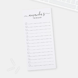Modern Script Black and White To Do List  Magnetic Notepad
