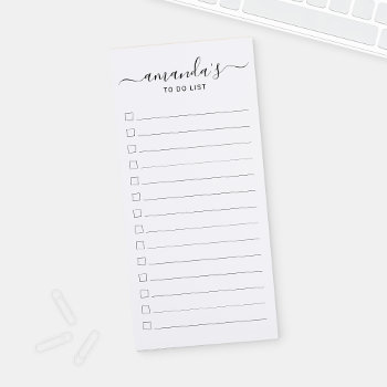 Modern Script Black And White To Do List  Magnetic Notepad by manadesignco at Zazzle