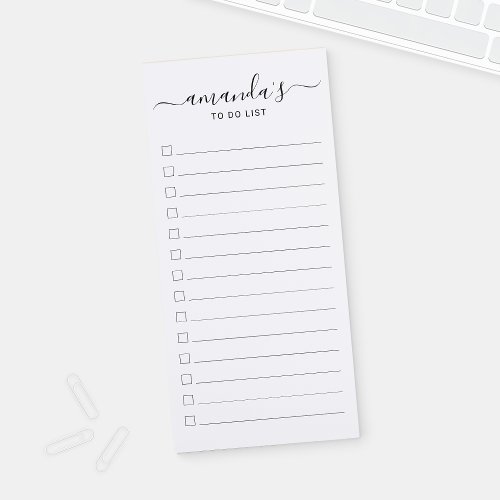 Modern Script Black and White To Do List  Magnetic Notepad