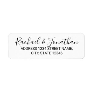 Modern Script Black and White Wedding Label