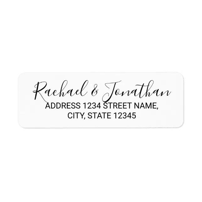 Modern Script Black and White Wedding Label | Zazzle