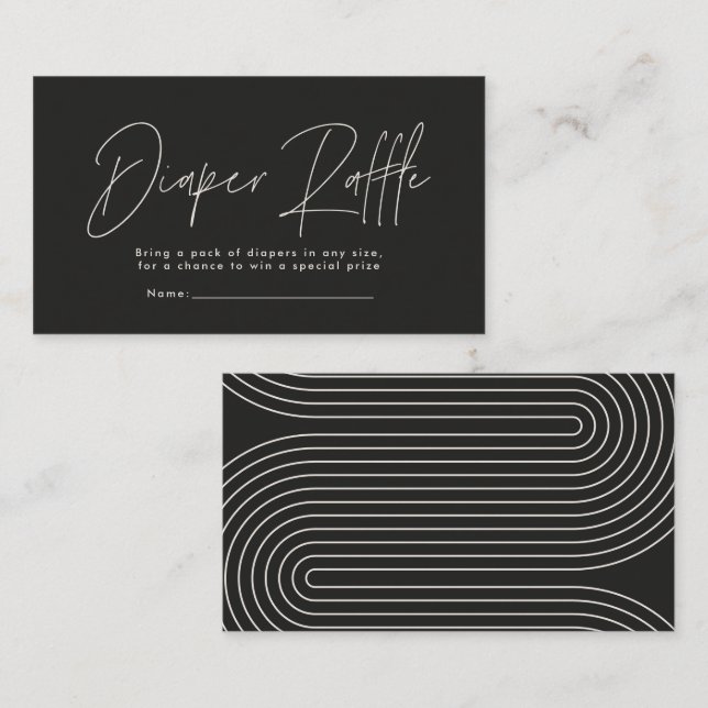 modern script black baby shower diaper raffle note card (Front/Back)