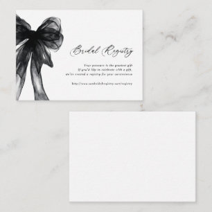 Modern Script Black Bow Bridal Shower Registry Enclosure Card