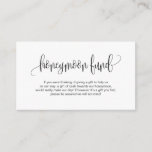 Modern script, Black font, Wedding Honeymoon Fund Enclosure Card<br><div class="desc">This is the Modern Elegant Romantic script,  Black calligraphy,  Wedding Enclosure Card. You can change the font colours,  and add your wedding details in the matching font / lettering. #TeeshaDerrick</div>