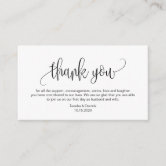 Modern Dark Grey Script, Wedding Thank you Enclosure Card