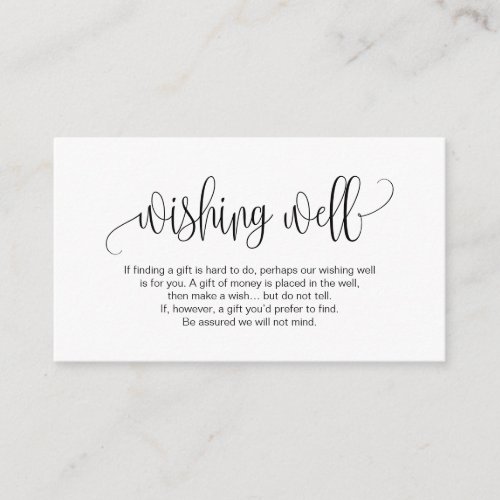 Modern Script Black font Wedding Wishing Well Enclosure Card