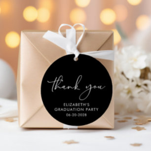 Modern Script Black Graduation Party Thank You Favor Tags