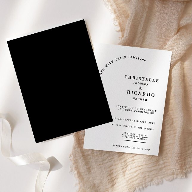 Modern script black, minimalist wedding invitation (Creator Uploaded)