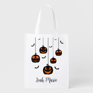  Modern Script Black Orange Jack-o-Lantern Tote 