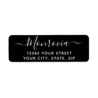 Modern Script Black Return Address Label