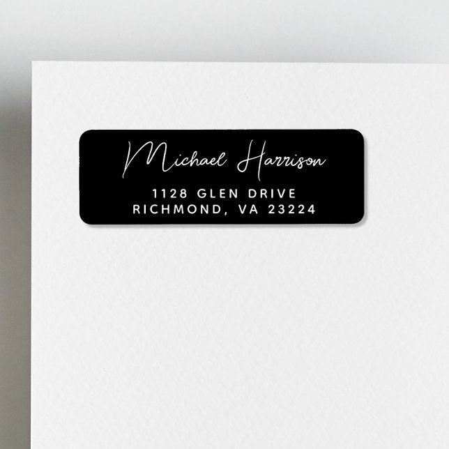 Modern Script Black Return Address Label (Creator Uploaded)