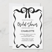 Modern Script Black Ribbon Bow Bridal Shower