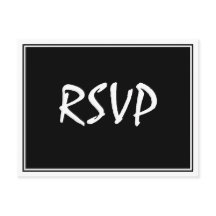 Modern Script Black RSVP Postcard