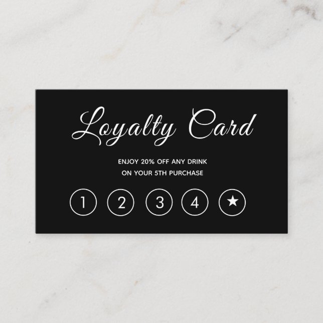 Modern Script Black Simple Loyalty Card (Front)