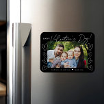 Modern Script Black Valentine's Day Photo Magnet<br><div class="desc">Modern Valentine's day magnet featuring "Happy Valentine's Day" in a trendy white script with hand-drawn hearts along the sides of the design on a black background. Your horizontal photo is displayed near the middle of the design. Personalize the Valentine's Day photo magnet by adding your name and the year in...</div>