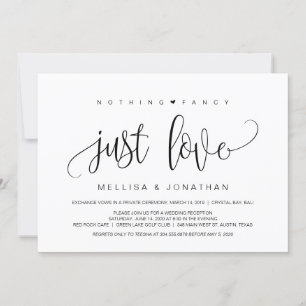 Modern Script, Black, Wedding Elopement Invitation