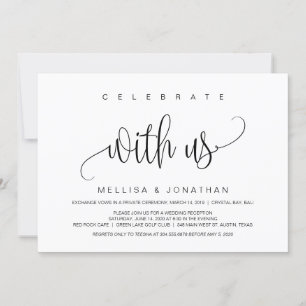 Modern Script, Black, Wedding Elopement Invitation
