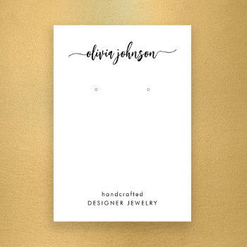 Modern Script Black White Jewelry Earring Display Business Card by Thank_You_Always at Zazzle