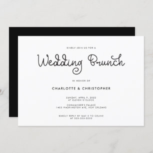 Modern Script Black White Post Wedding Brunch Invitation