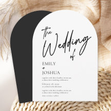 Modern Script Black White Simple Wedding