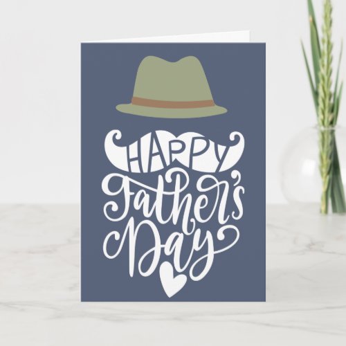 Modern Script Blue and White Fathers Day Card