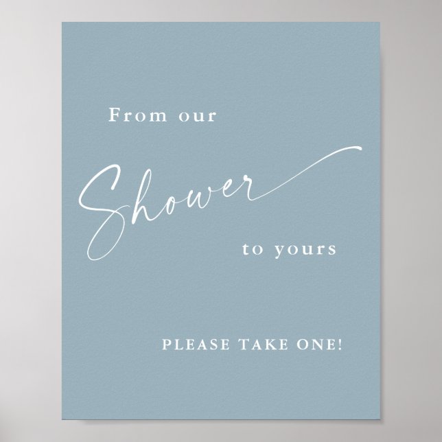 Modern Script Blue Baby Shower Poster (Front)