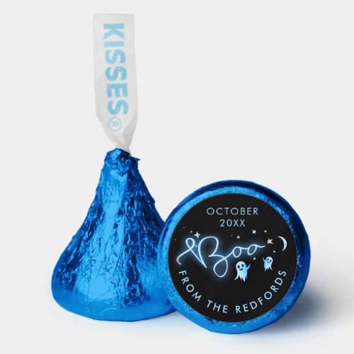 Modern Script Blue Boo Fun Ghosts Halloween Night  Hersheys Kisses