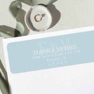 Modern Script Blue Citrus Monogram Wedding Label