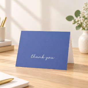 Modern Script Blue Folded Thank You Card