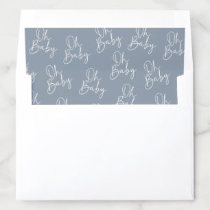 Modern Script Blue Oh Baby Simple Baby Shower Envelope Liner
