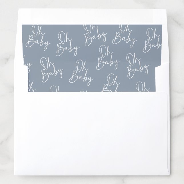 Modern Script Blue Oh Baby Simple Baby Shower Envelope Liner (In Envelope)