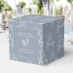 Modern Script Blue Oh Baby Simple Baby Shower Favor Boxes