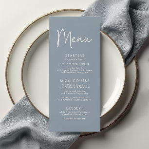 Modern Script Blue Oh Baby Simple Baby Shower Menu