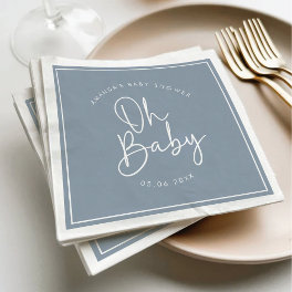 Modern Script Blue Oh Baby Simple Baby Shower Napkins