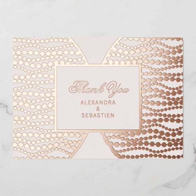 Modern Script Blush Pearl Thank You Card Rose Gold (Front)